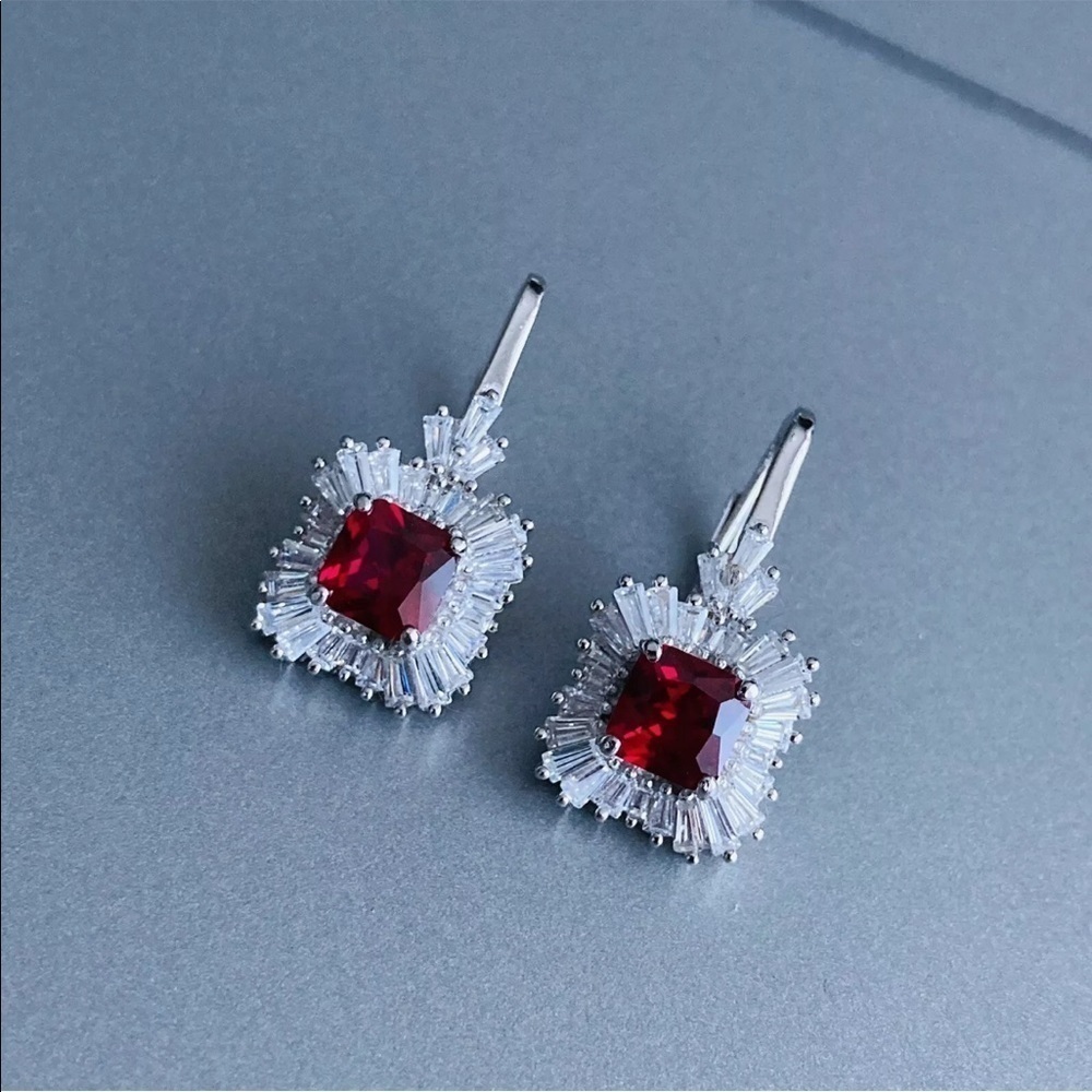 Synthetic Ruby And Cubic Zirconia Sterling Silver… - image 3